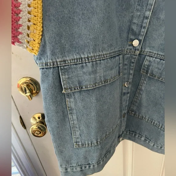 NWT Regina Denim Jacket with Crochet Sleeves